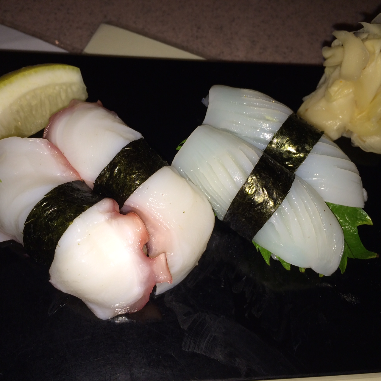 Tako and Ika with Shiso