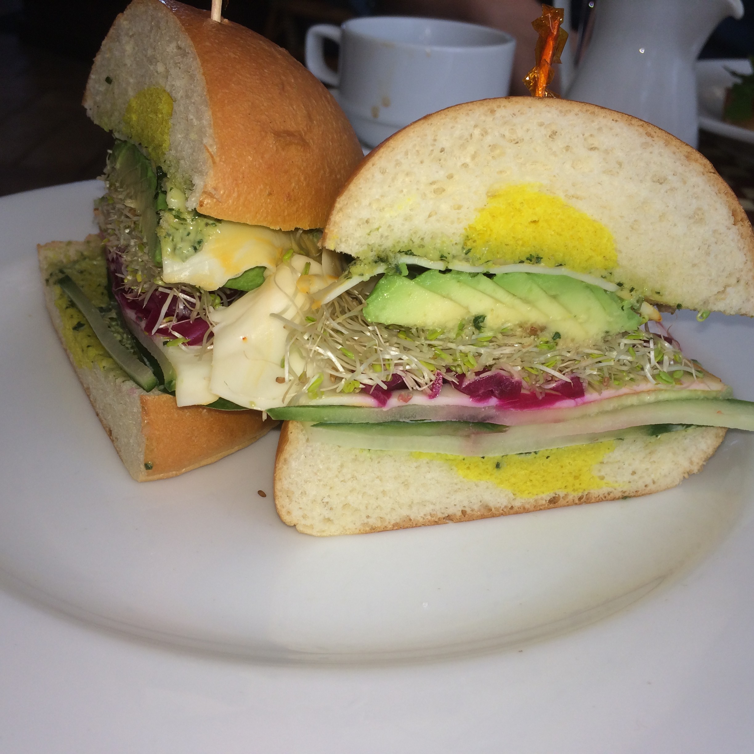 Cucumber, Avocado, Basil Sandwich