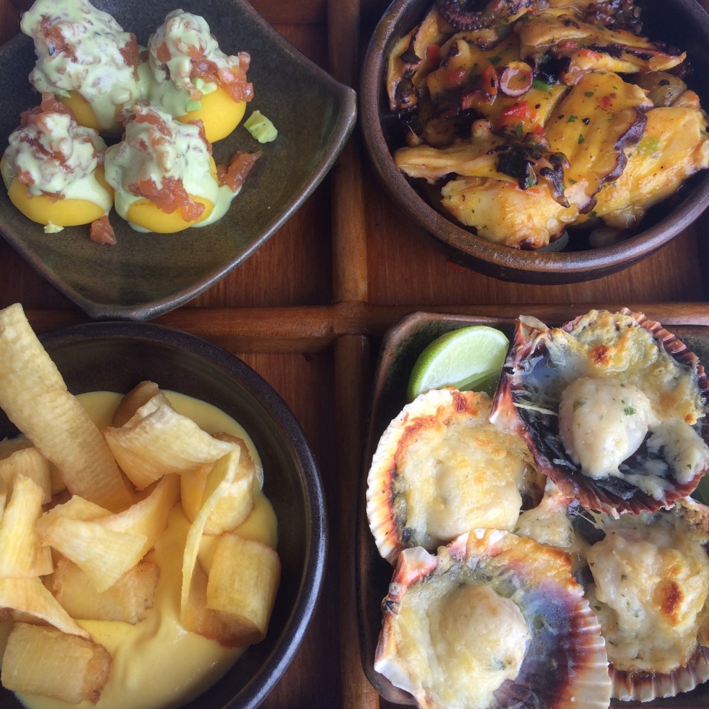 Salmon, Octopus, Scallops, Plaintain