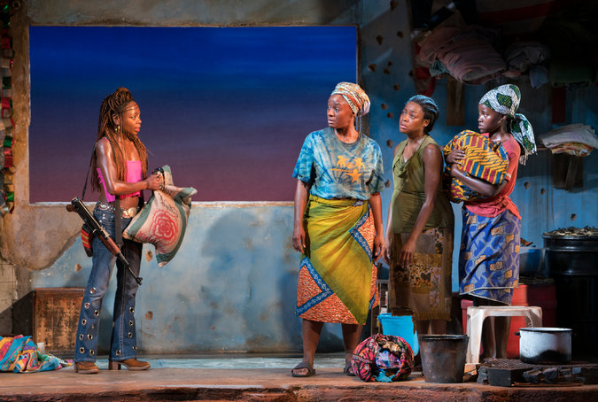 Zainab Jah, Saycon Sengbloh, Pascale Armand and Lupita Nyong’o in “Eclipsed.” Credit Sara Krulwich/The New York Times 