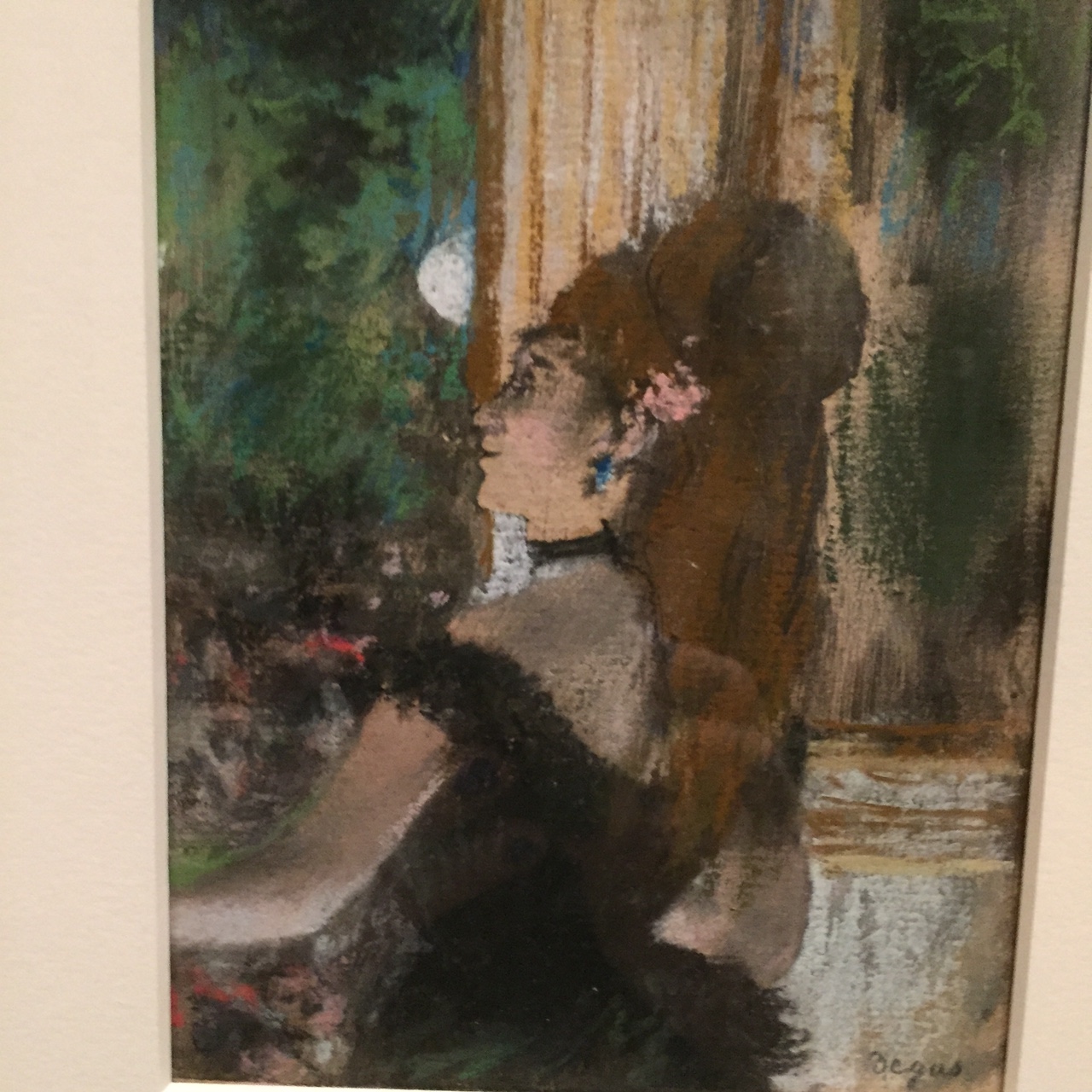 The Singer 1876/Pastel over monotype on paper