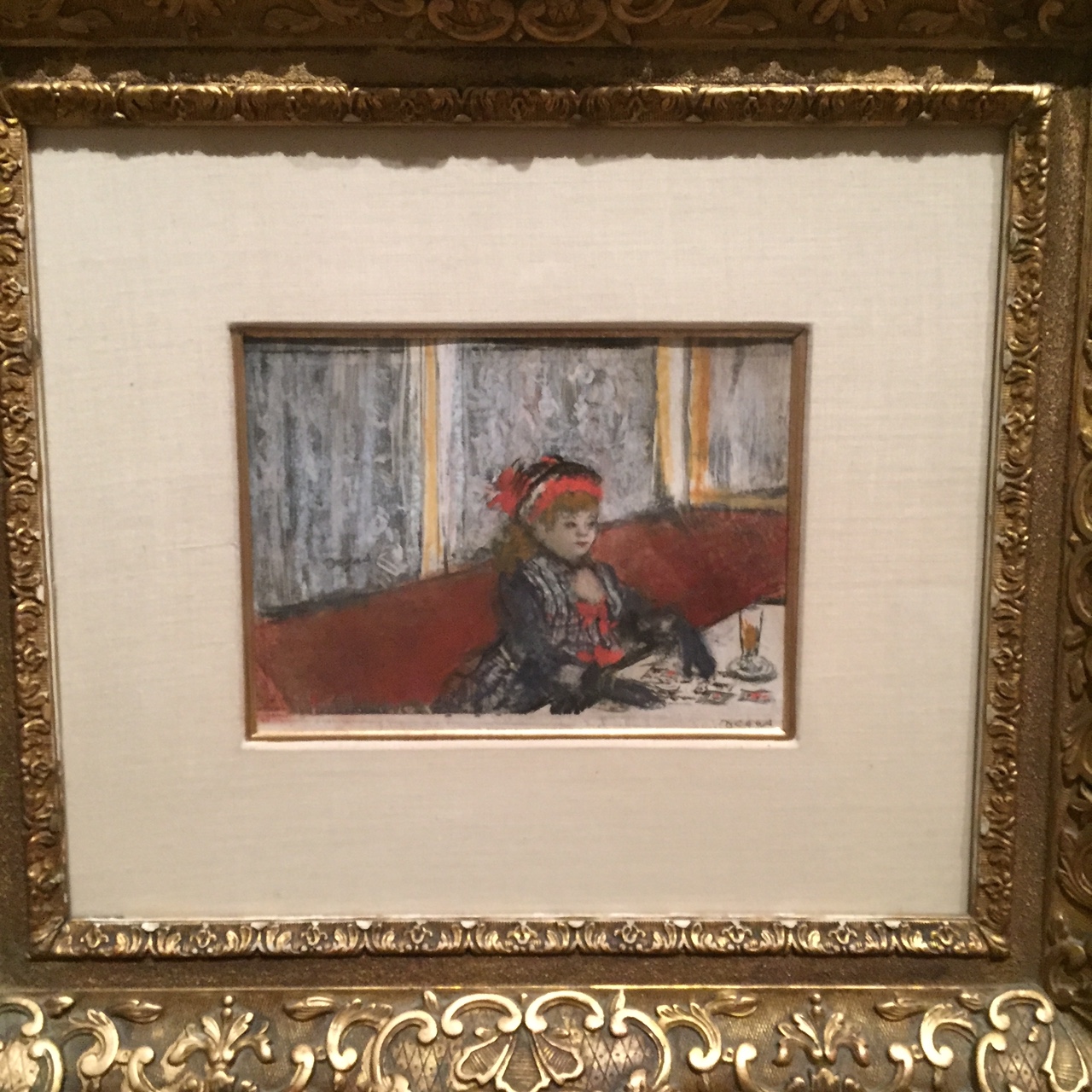 Young Woman in a Cafe 1877/Pastel over monotype on paper