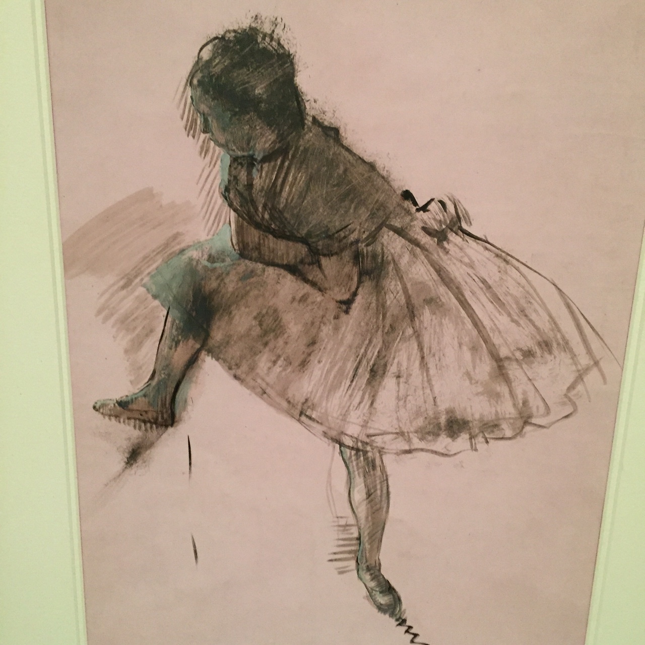 Study of a Ballet Dancer 1873/Oil with opaque watercolor on prepared pink paper