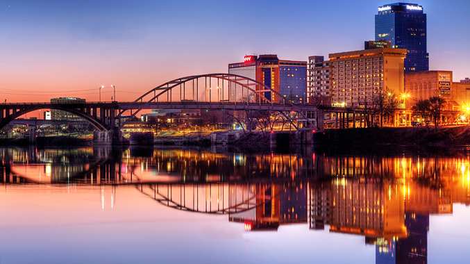 Downtown Little Rock at Night photo:doubletree.com